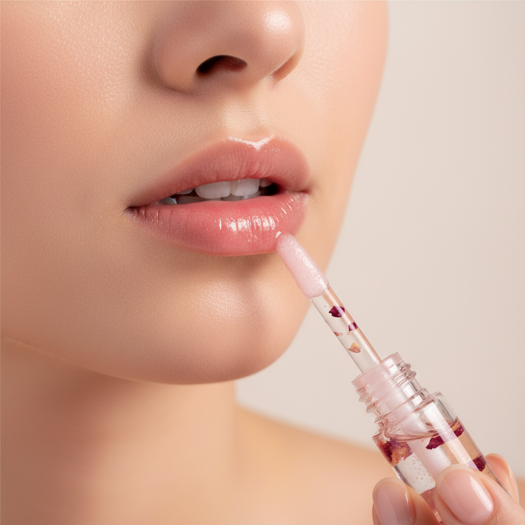 Rose Lip Oil – Applied on Lips | Purely Bare