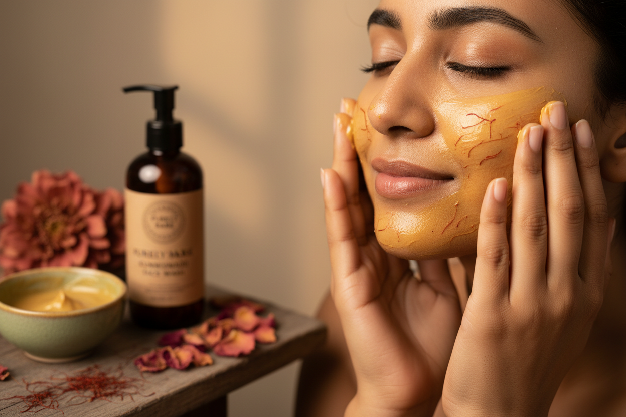 Kumkumadi Face Wash – Applied on Skin | Purely Bare